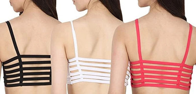 Us Fashion Women Cage Bra Lightly Padded Bra(Pink)