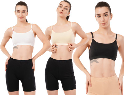 Lumeva Beginners Bra Pack of Three Girls Training/Beginners Non Padded Bra(Beige, Black, White)