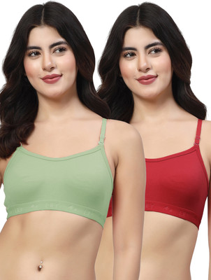 LILY 3321 Women Full Coverage Non Padded Bra(Green, Maroon)