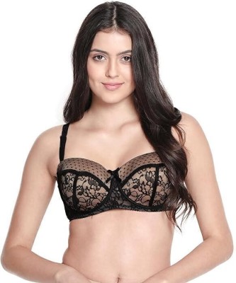 Susie Susie Grey Melange Moulded Full Coverage Everyday Bra Women Balconette Lightly Padded Bra(Black)