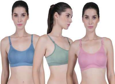 CURVZEX ANAYA Women Sports Non Padded Bra(Dark Blue, Dark Green, Pink)