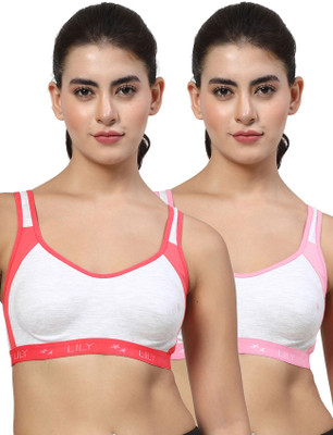 LILY Strops999 Women Sports Non Padded Bra(Red, Pink, White)