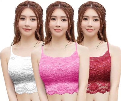 IMSZZ TRADING Girls Bralette Lightly Padded Bra(Red, White, Pink)