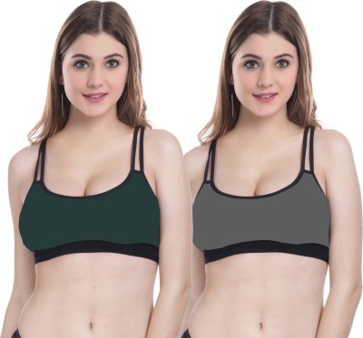 Cup's-In A-DD Bra Women Minimizer Non Padded Bra(Green, Grey)