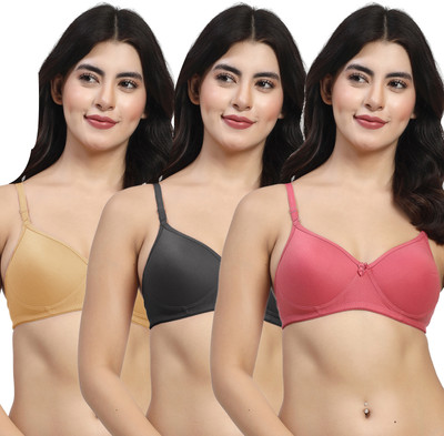 LILY mfruomalg Women T-Shirt Lightly Padded Bra(Maroon, Black, Brown)