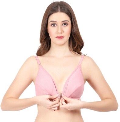 Desiprime Front Open Bra Women Minimizer Non Padded Bra(Pink)