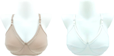 HAhosiery HA Bn-W Combo Women Full Coverage Non Padded Bra(Brown, White)