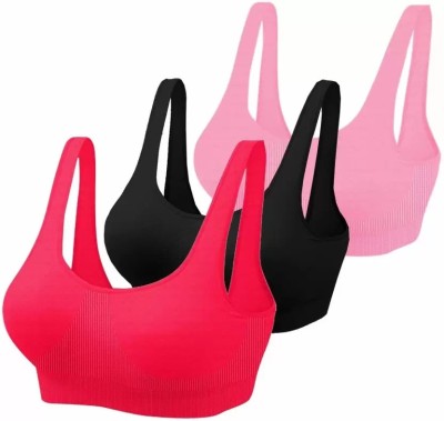 JNK18 Women Sports Non Padded Bra(Red, Black, Pink)