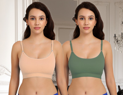 Beach Curve C_Goma Bra Women Minimizer Non Padded Bra(Brown, Green)