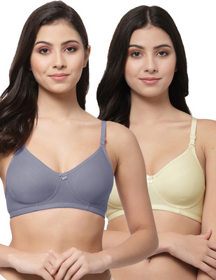 COLLEGE GIRL CG1301 Women T-Shirt Non Padded Bra(Blue, Beige)
