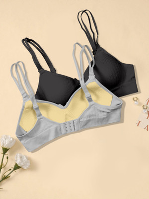 NAGARVEL CREATION D/309-BLK/GRY-P02-32 Women Push-up Lightly Padded Bra(Multicolor)