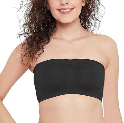 KVVTRADES Tube Bra for Women, Cotton Non-Padded Full Coverage FREE SIZE Women Bandeau/Tube Non Padded Bra(Black)