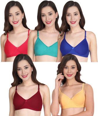 Liigne Women Everyday Non Padded Bra (Pack Of 5) for T-Shirt Saree Dress Sports Garment Women T-Shirt Non Padded Bra(Pink)