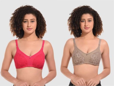 Extoes Combo pack 2 Women T-Shirt Non Padded Bra(Pink, Brown)