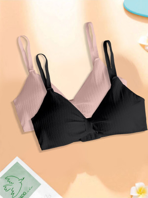 NAGARVEL CREATION 3337-BLACK-PINK-P02-32 Women Everyday Lightly Padded Bra(Multicolor)