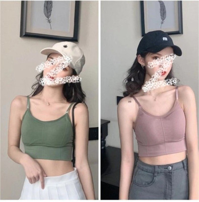 BRANKLY URJA WOMEN SPORTS LIGHTLY PADDED BRA Women Cami Bra Lightly Padded Bra(Green, Brown)