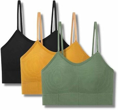 MAHEK CREATIVE 646 sports bra Women Everyday Lightly Padded Bra(Black, Yellow, Green)