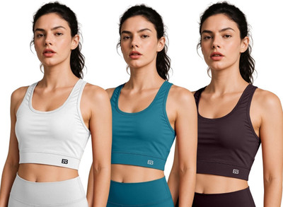 BOLDBEAUTY Pack of 3 Women Sports Non Padded Bra (Multicolor) Women Sports Non Padded Bra(Multicolor)