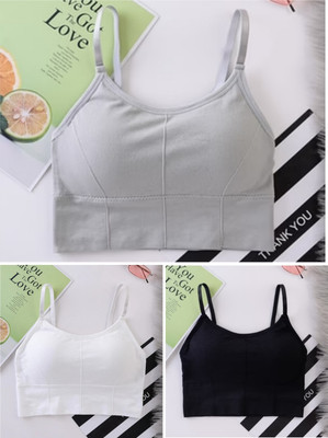 MEEMBOOLI Premium Quality Women Full Coverage Lightly Padded Cami Bra Women Everyday Lightly Padded Bra(Grey, White, Black)