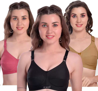 X-WELL Women Everyday Non Padded Bra(Black, Pink, Beige)