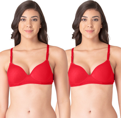 KOMLI Komli Heavily Padded Push-up Cotton Rich Bra Women Push-up Heavily Padded Bra(Red)