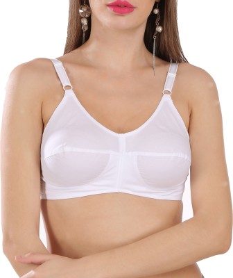 DOSCY Pure Cotton Bra Women Full Coverage Non Padded Bra(White)