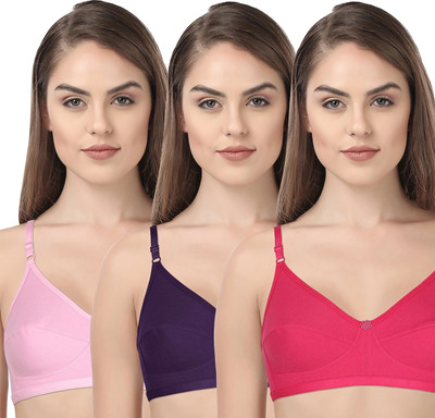 HouseOfCommon Women Full Coverage Non Padded Bra(Purple, Pink)