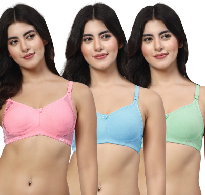 LILY inimad Women Bralette Non Padded Bra(Pink, Blue, Green)