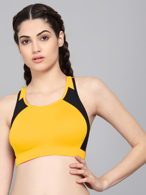 Right Size Women Seamless Bra Women Sports Lightly Padded Bra(Yellow)