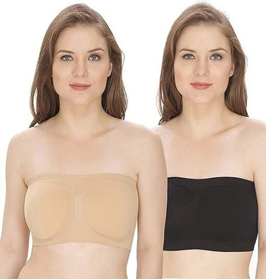 Vanila V49TB Women Bandeau/Tube Non Padded Bra(Beige, Black)