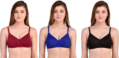 CHILEELIFE Seamless Women Everyday Lightly Padded Bra(Blue, Maroon, Black)