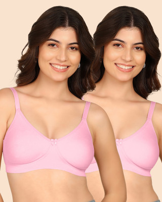 KOMLI Komli Bonded Breathable Cotton Full Coverage Non-Padded Bra Women T-Shirt Non Padded Bra(Pink)