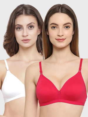 Floret Women T-Shirt Non Padded Bra(Pink, White)