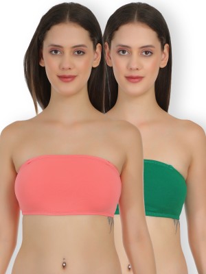 Selfcare Non Padded Strapless Full Coverage Tube Bra Women Bandeau/Tube Non Padded Bra(Multicolor, Green)