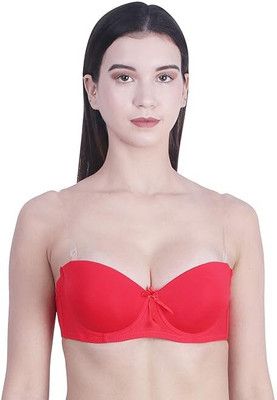 FANDOM 4U Transparent Backless Padded push-up Bra Women Push-up Lightly Padded Bra(Red)