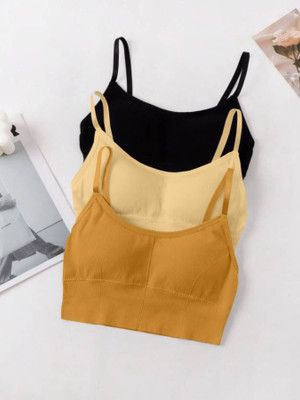 MAHEK CREATIVE Women T-Shirt Lightly Padded Bra(Black, Beige, Yellow)