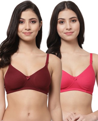 COLLEGE GIRL Detachable Strap Women T-Shirt Lightly Padded Bra(Maroon, Pink)