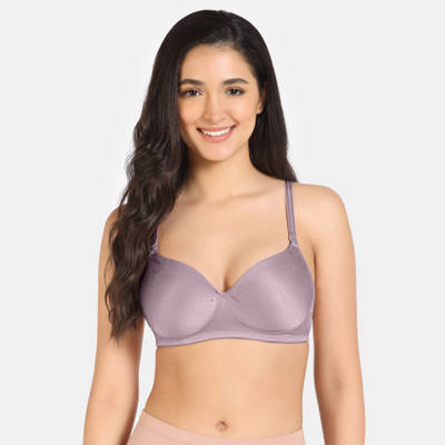 ZIVAME Zivame Shimmering Secrets Padded 3/4Th Coverage T-Shirt Bra - Elderberry Women T-Shirt Lightly Padded Bra(Purple)