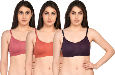 ASHMIRAS Pack of 3 Women Sports Non Padded Bra(Orange, Pink, Purple)