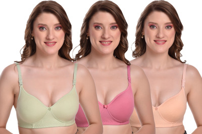 MIESTILO Seamless Women T-Shirt Lightly Padded Bra(Multicolor)