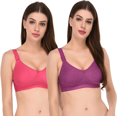 Viral Girl Ultimate Comfort Wireless Bra for Women Women Full Coverage Non Padded Bra(Purple, Pink)