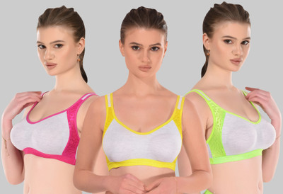 Yana Women Sports Non Padded Bra(Yellow, Pink, Light Green)