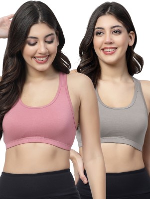 Docare JerrySports Double Layered Women Sports Non Padded Bra(Purple, Grey)