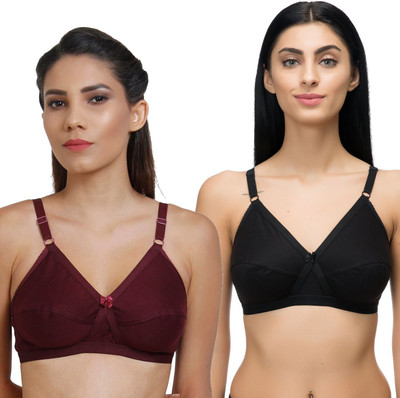 Arise Beauty Women Everyday Non Padded Bra(Maroon, Black)