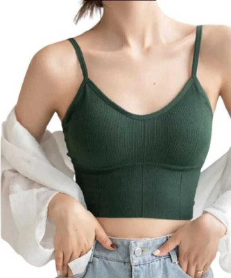 TIARA LEGGINGS Women Cami Bra Lightly Padded Bra 646 Women Bralette Lightly Padded Bra(Green)
