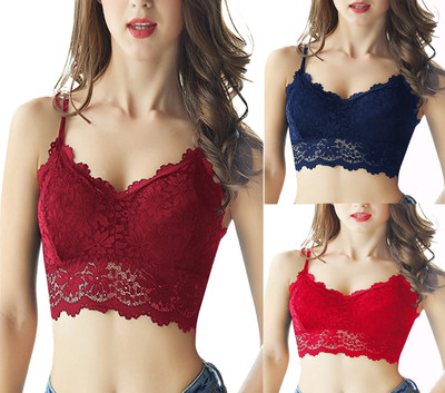 Us Fashion Women Bralette Lightly Padded Bra(Blue, Maroon, Red)