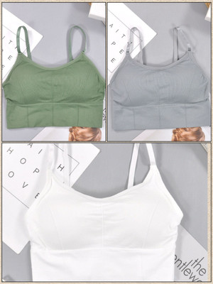 MAHEK CREATIVE Women T-Shirt Lightly Padded Bra(Green, Grey, White)