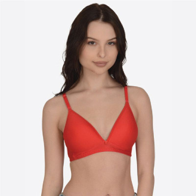 Anantafashion Women T-Shirt Lightly Padded Bra(Red)