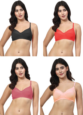 LILY iteerp Women Everyday Non Padded Bra(Black, Pink, Pink, Pink)
