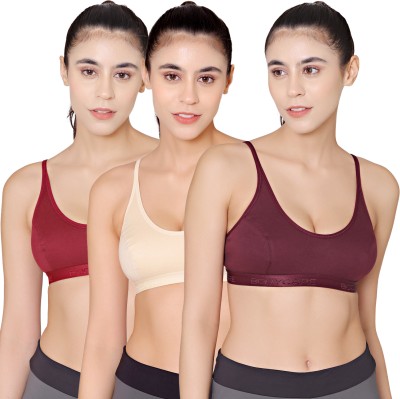 BodyCare Sports Bra Women Sports Non Padded Bra(Maroon, Brown, Orange)